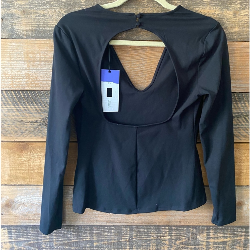 NWT Future Collective Black Top Black Deep V neck Backless Muliple Sizes